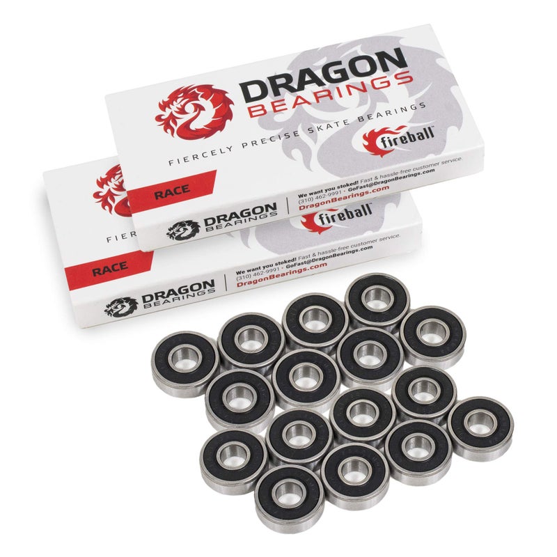 Fireball Dragon Roller Skate Bearings 16 Pack - High Performance Skate Rated Rollerblade Bearings - Dragon Roller Bearing Inline Skate Bearings, Guaranteed for Life (ONE Size, Race) - Image 1